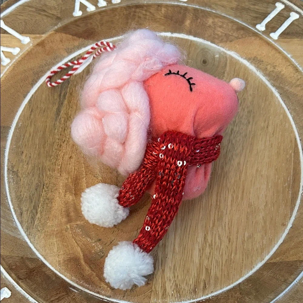 🟣 4/$15 Target Pink poodle Christmas tree ornament NEW fluffy fun decor